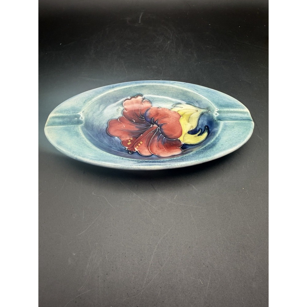 Moorcroft Floral Ashtray 6" Blue Ground Tube-Lined Pottery